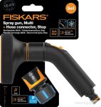   Fiskars Comfort locsolópisztoly, multi + CF tömlőcsatlakozó 13-15mm, STOP