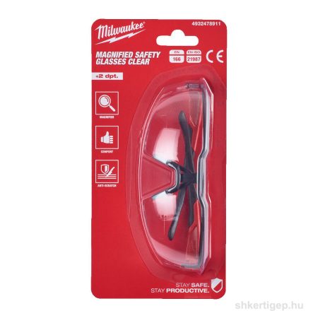 Milwaukee Védőszemüveg Bifokális +2 víztiszta - 1 db