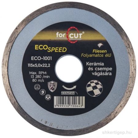 Flexmann For Cut gyémánttárcsa ECO 115x2x5x22,2mm folyamatos élű,kerámia,csempe