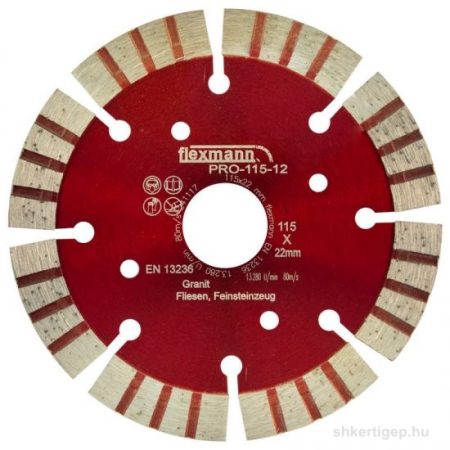 Flexmann For Cut Gyémánttárcsa PRO 115x3,0x12,8x22,2mm turbo Piros szegmentált